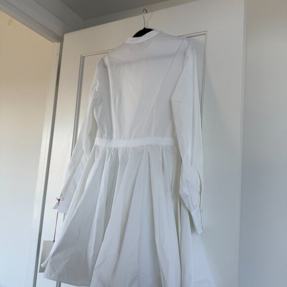 NWT Alexander McQueen Mini Shirt Dress Band Collar Fit And Flare White Poplin - Picture 11 of 12